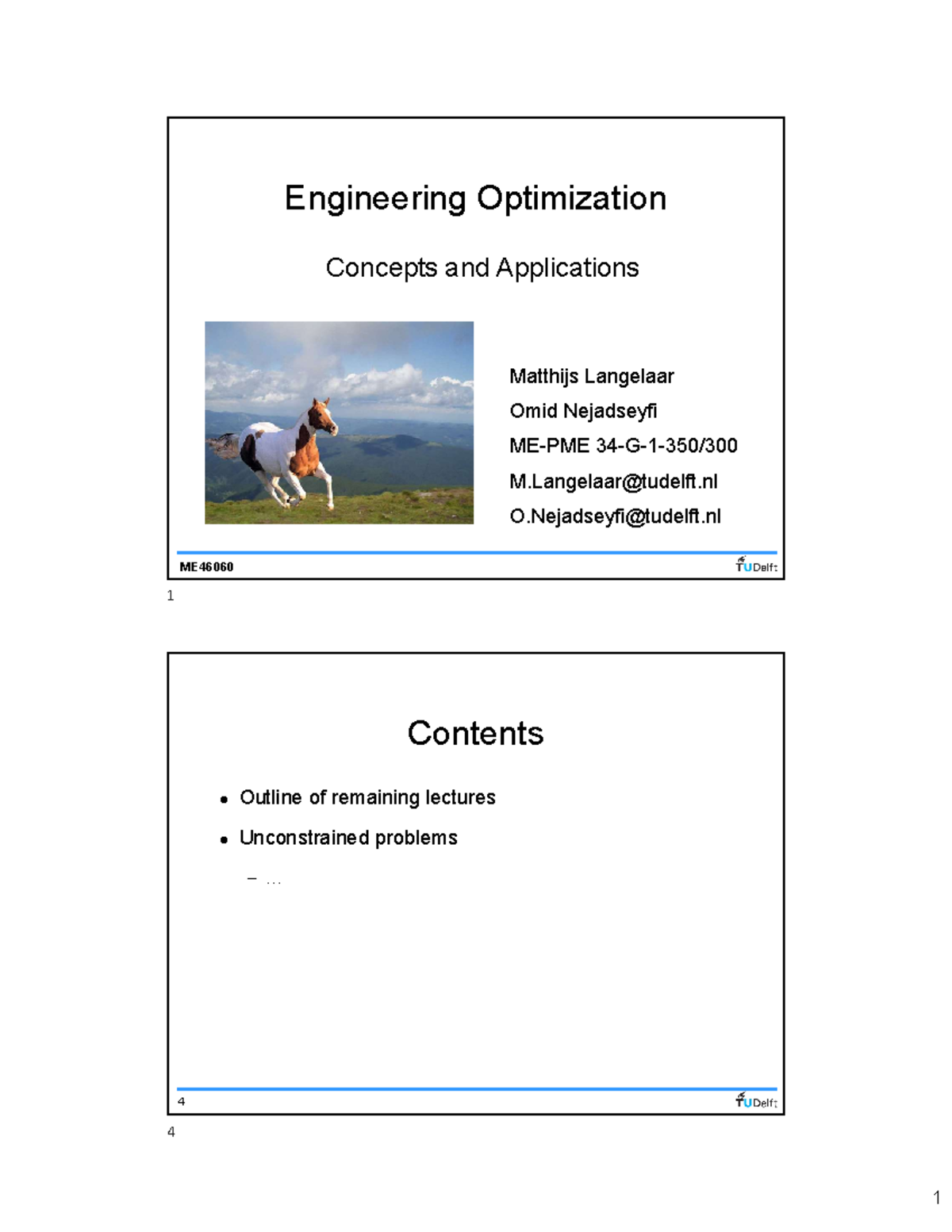 Lecture 5: Engineering Optimization Concepts & Applications (ME-PME ...