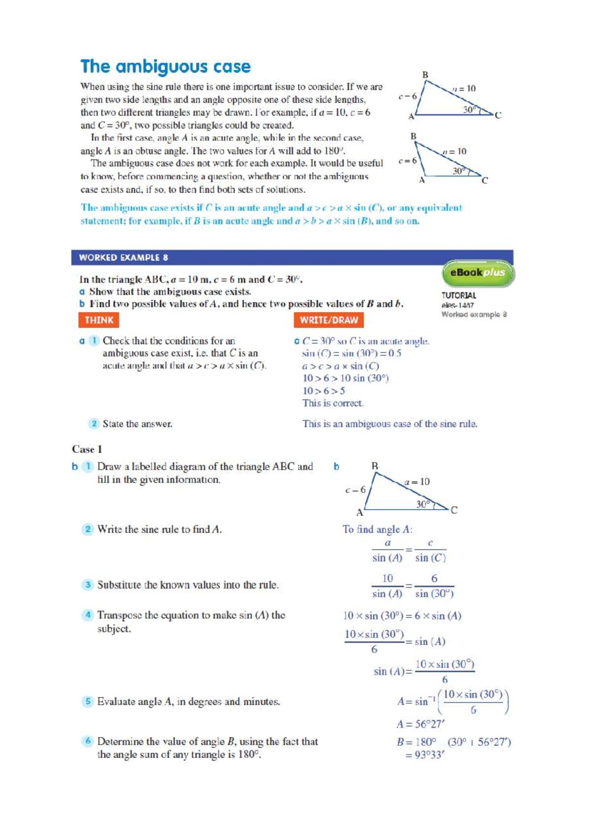 Ambiguous Case of Sine Rule: Extra Questions & Solutions - Studocu