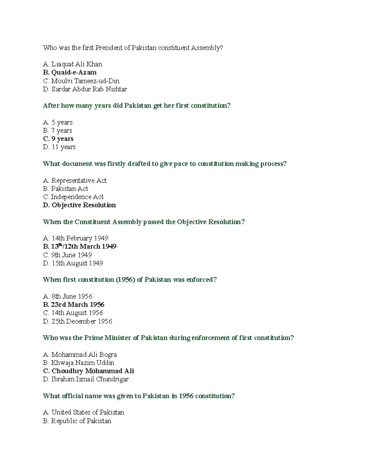 PAK 101: Quiz on Pakistan's Constitutional History and Key Figures ...