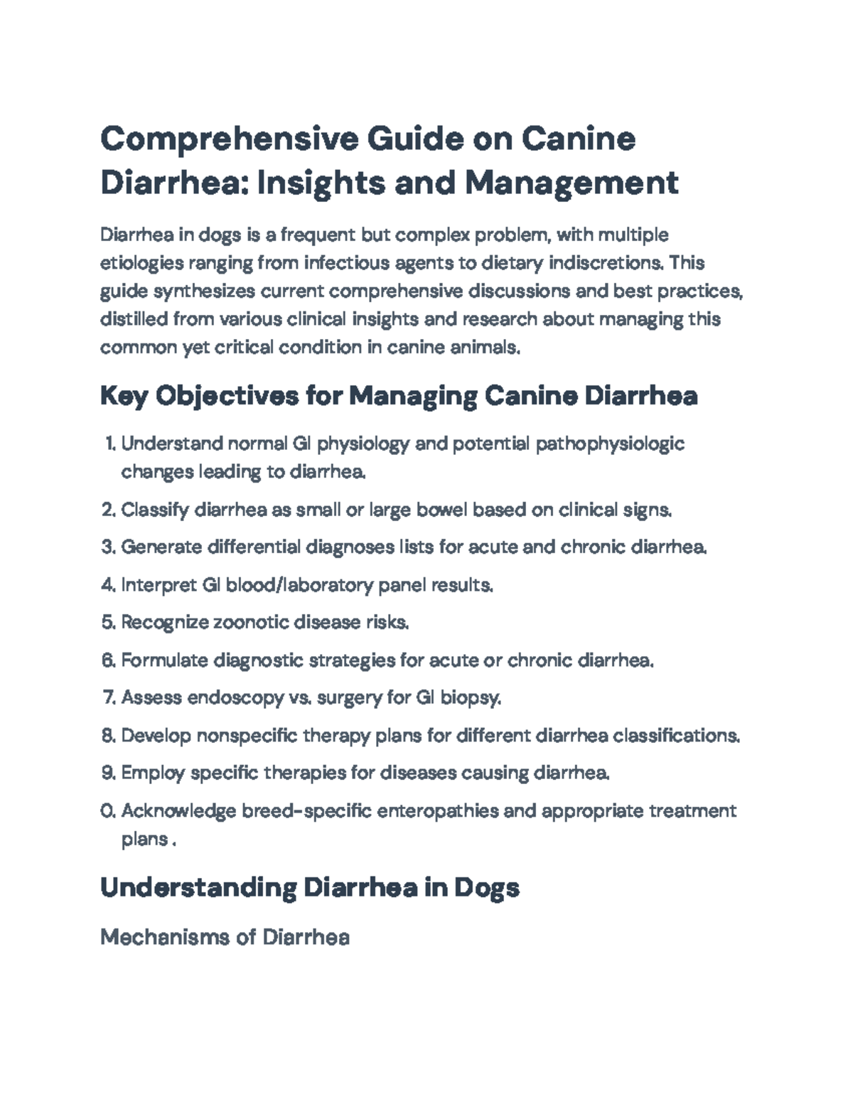 Comprehensive Guide on Canine Diarrhea Management and Insights ...