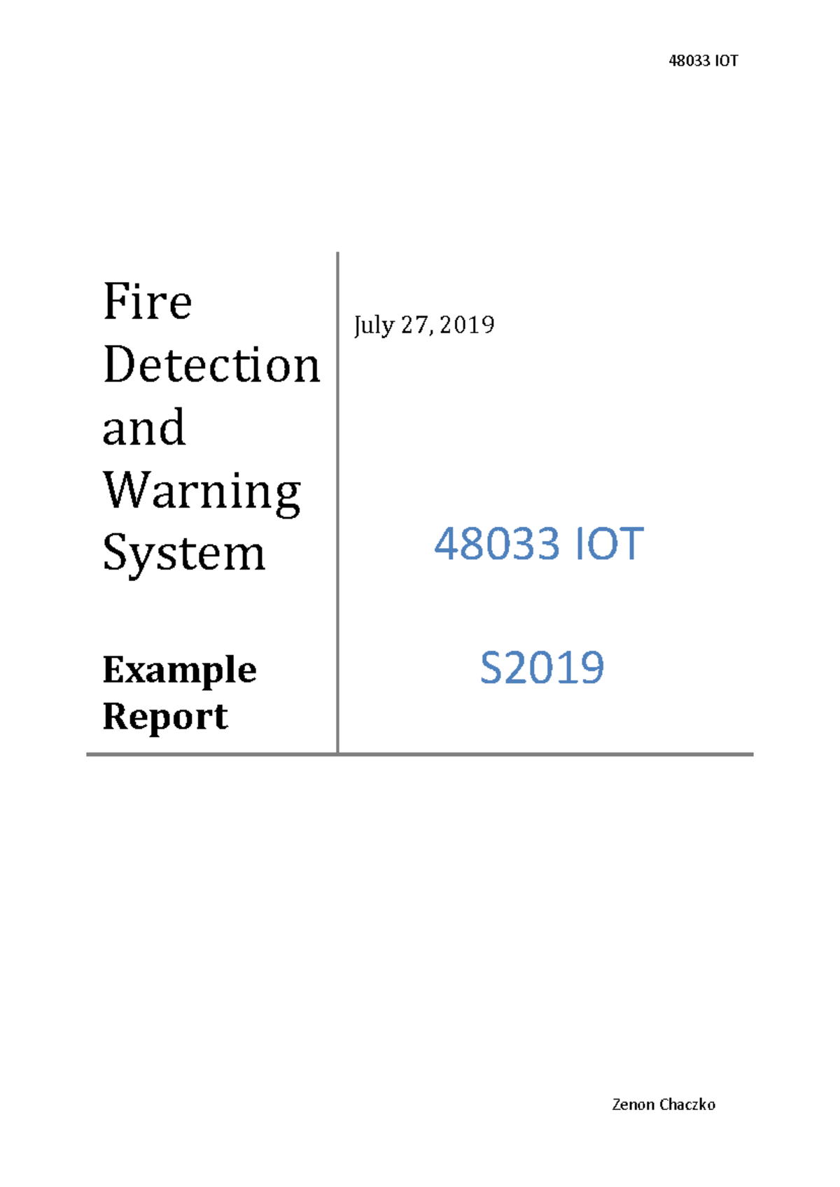 48033 IoT - Comprehensive Report on Fire Detection System - Studocu