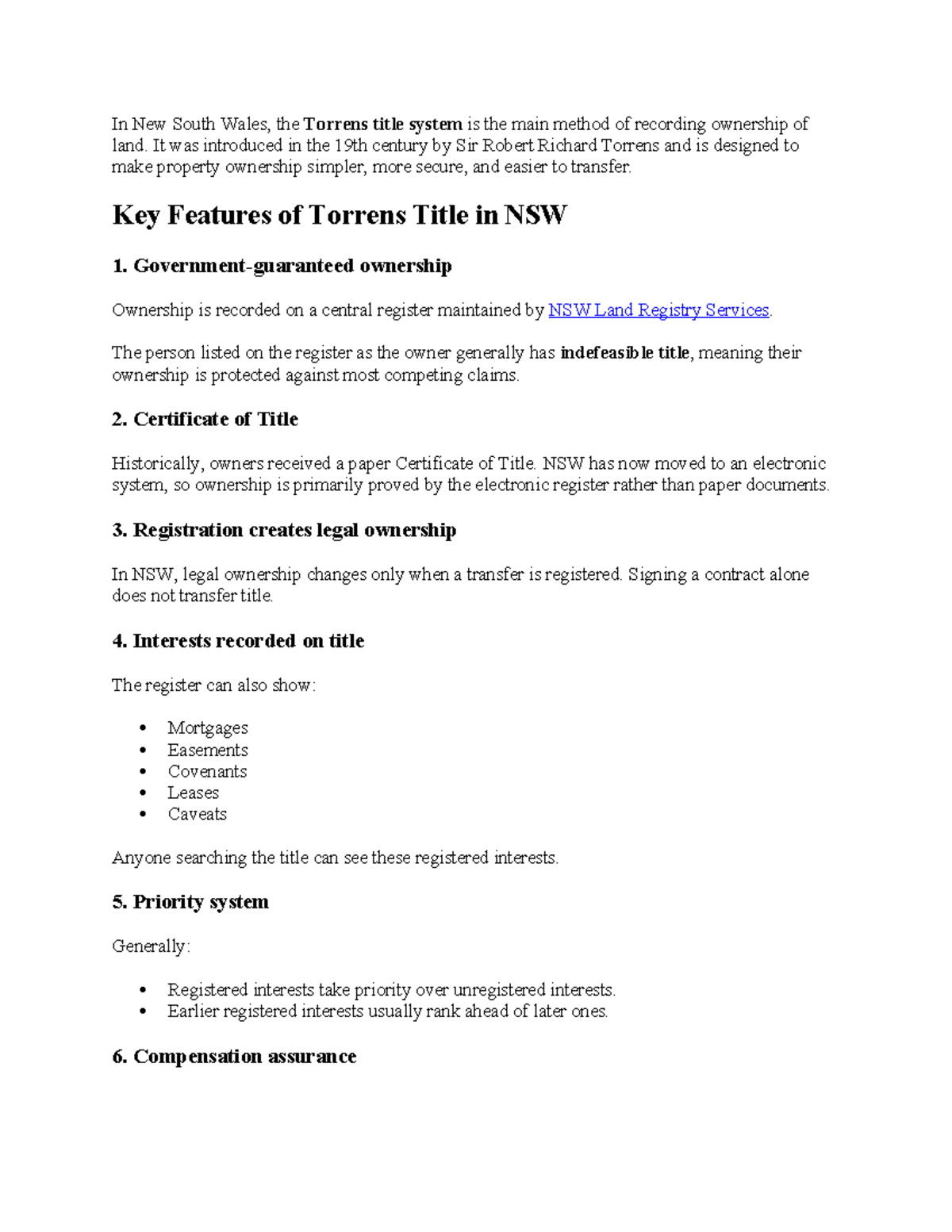 Torrens Title System Overview in NSW: Key Features & Principles - Studocu