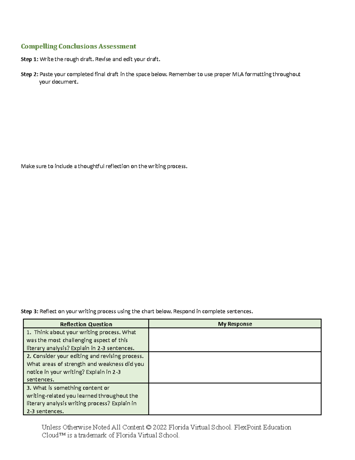 1.07 assessment: Compelling conclusions and writing process reflection ...