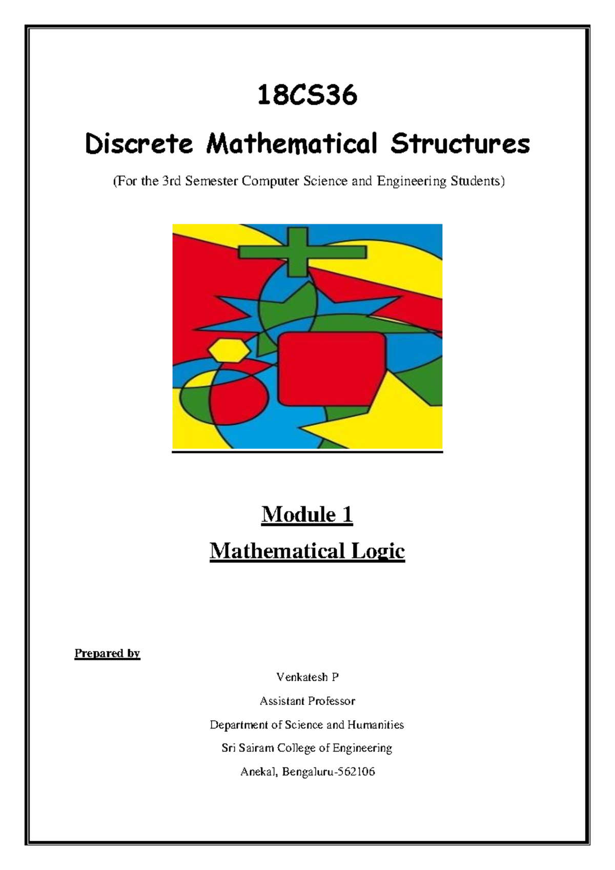 Module 1-1 - 18CS Discrete Mathematical Structures (For the 3rd ...