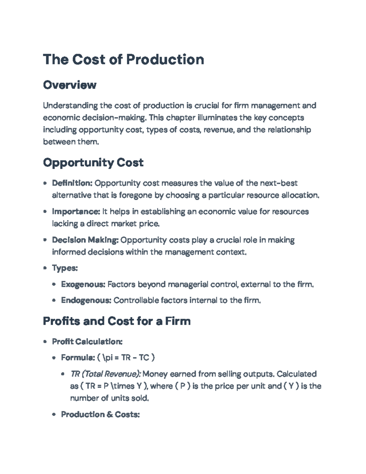 Cost of Production Analysis: Key Concepts and Decision-Making Factors ...
