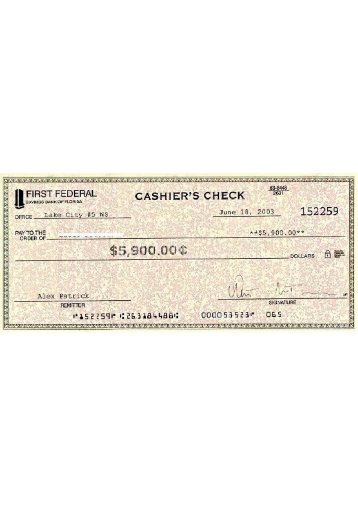 Ais - example of cashier's check, delivery receipt and etc. - I FIRST ...
