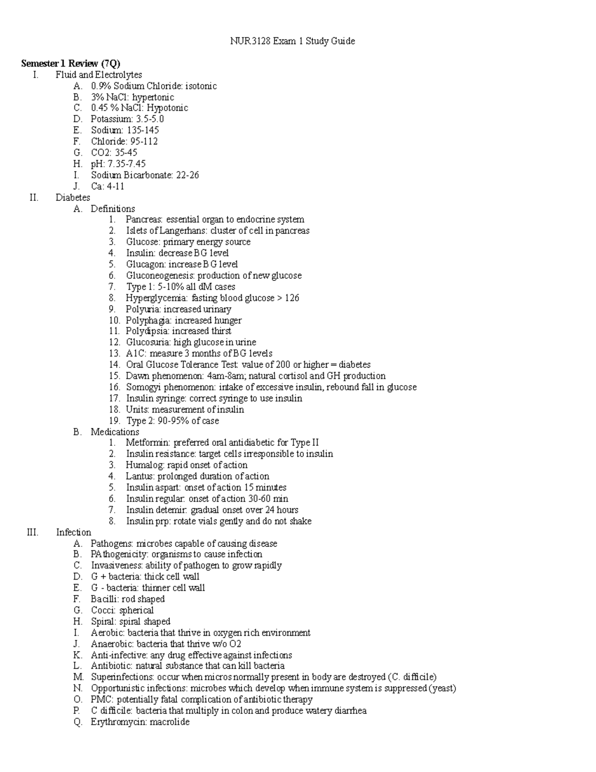 NUR3128 Exam 1 Comprehensive Study Guide for Nursing Concepts - Studocu