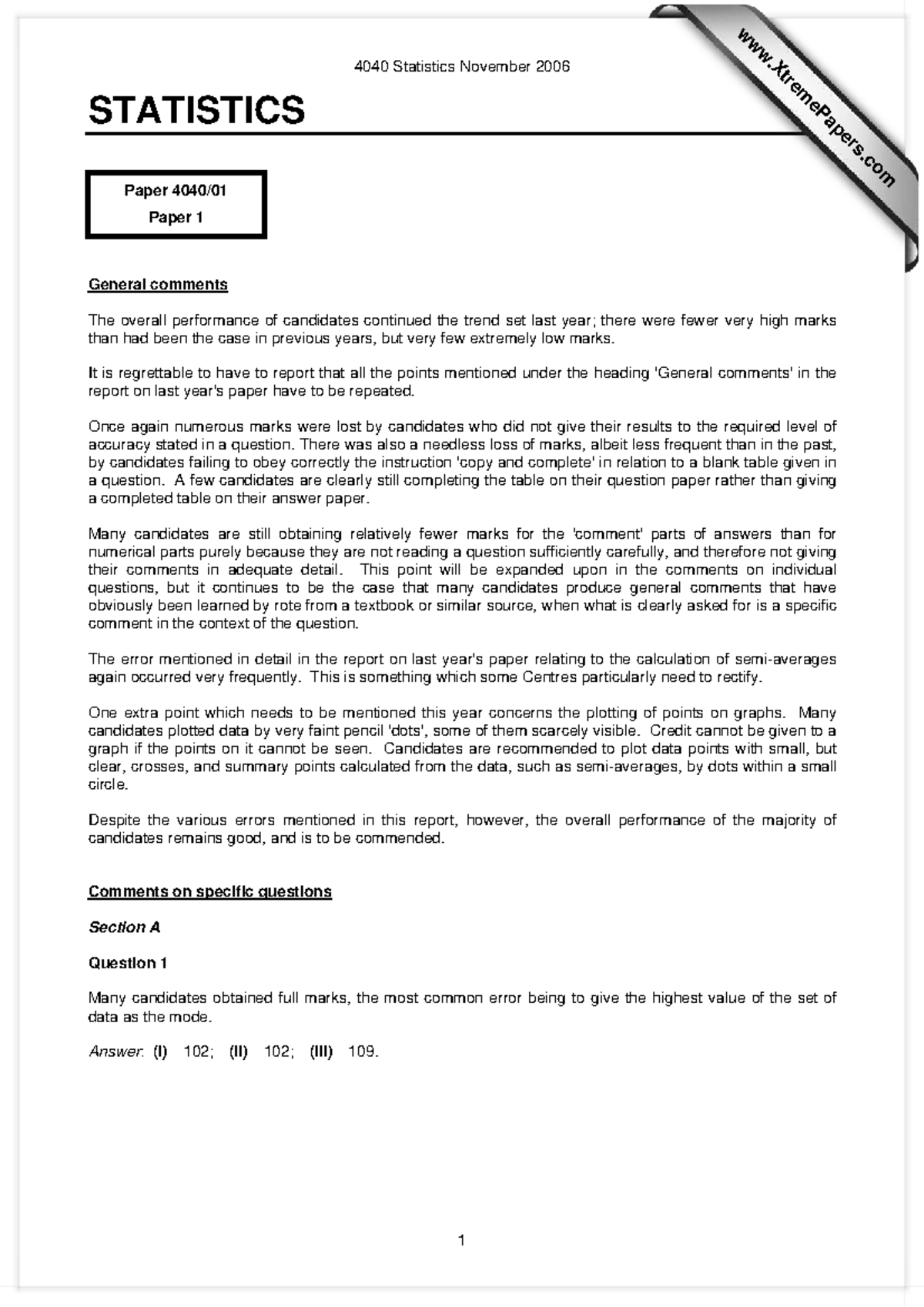 4040 w06 er 123600 - this is a statistics test paper from 2018 ...