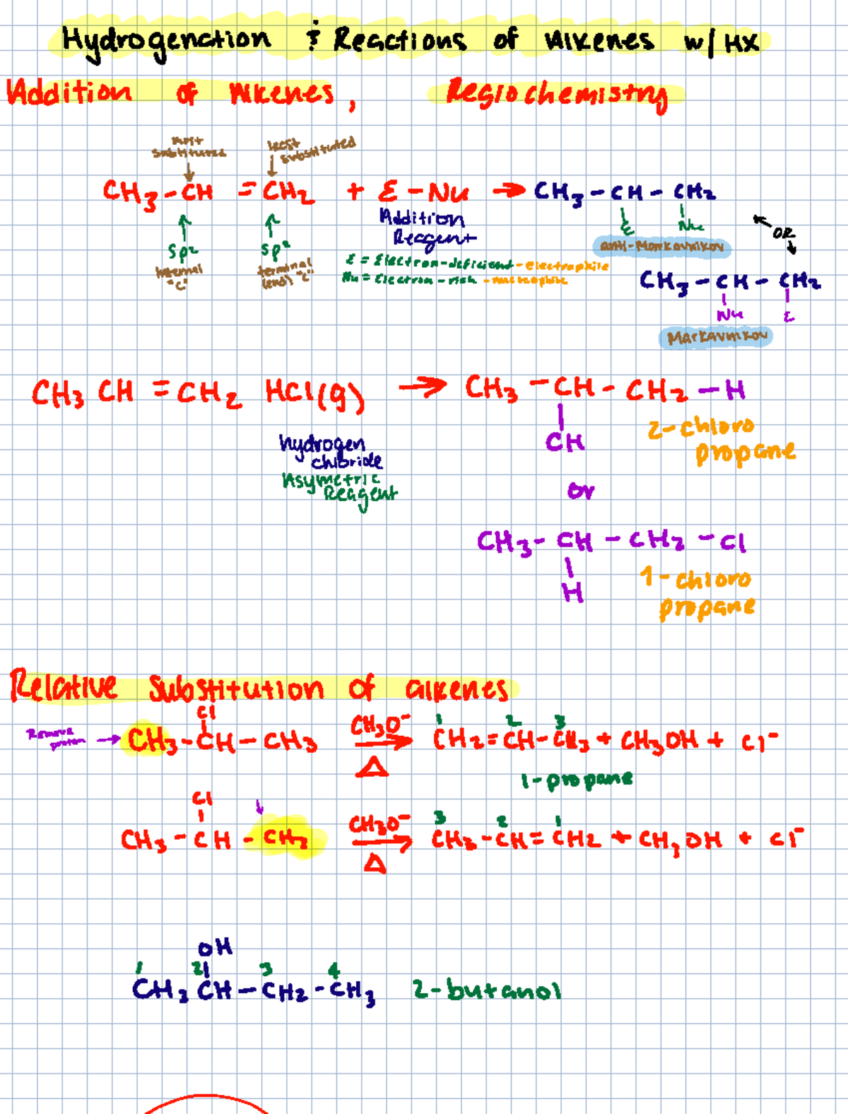 Exam 1 Notes: Addition Reactions and Regiochemistry of Alkenes - Studocu