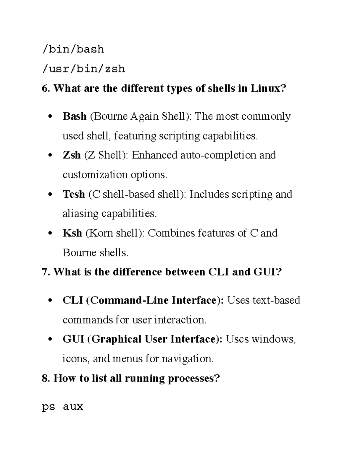 Operating system-pages-4 - /bin/bash /usr/bin/zsh 6. What are the ...