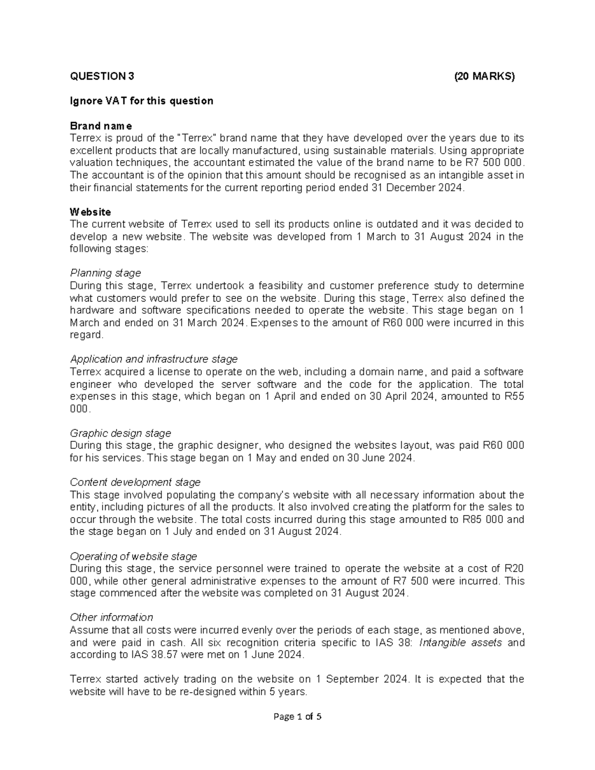 Assessment 1: Question 3 - IAS 38 Intangible Assets Analysis - Studocu