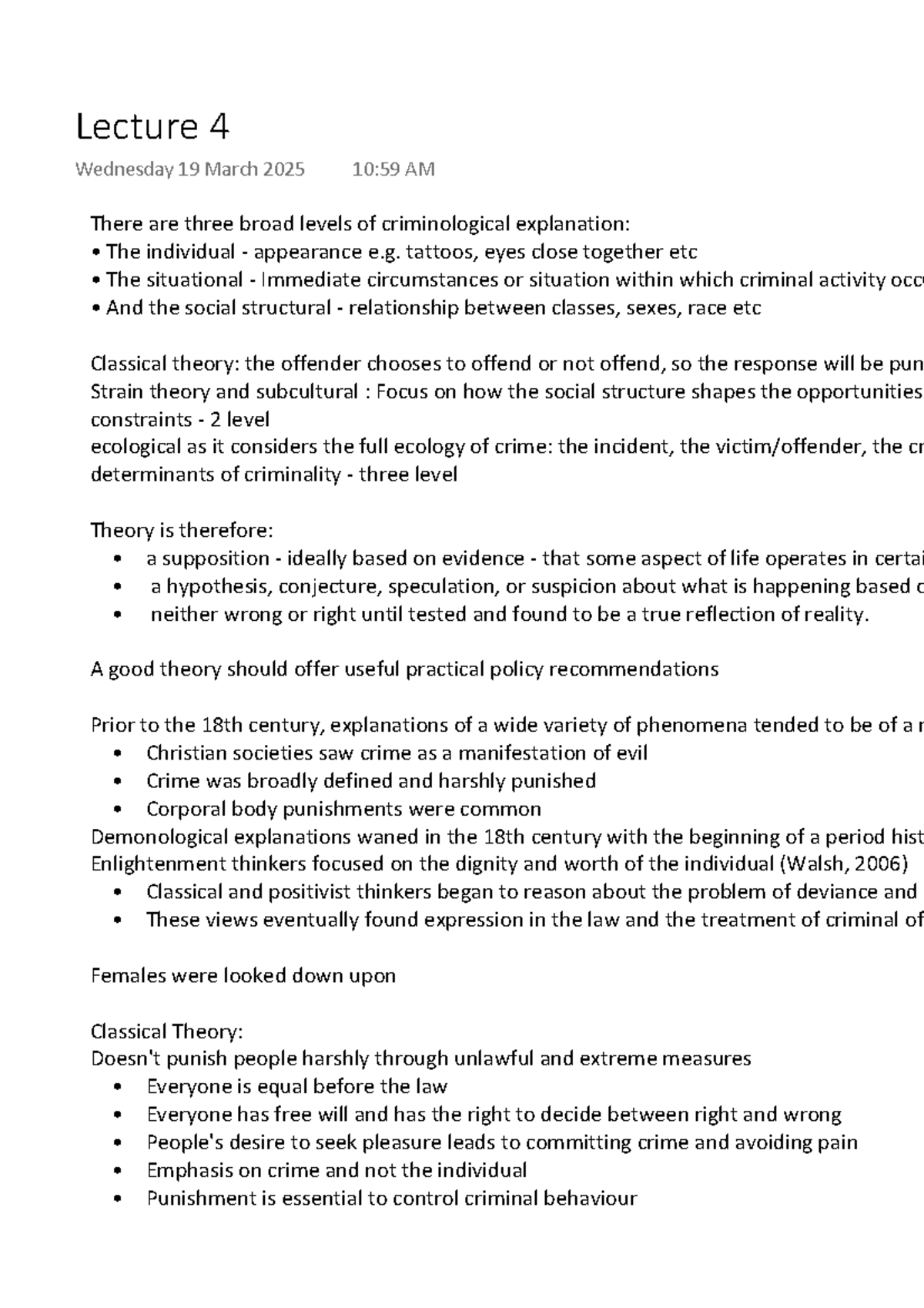 Crime 1002 - Lecture Notes on Criminological Theories and Concepts ...