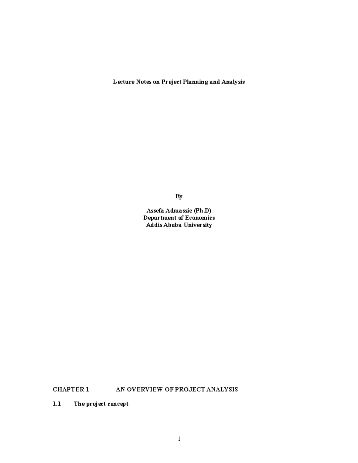 Project Planning & Analysis Lecture Notes - ECON 202 - Studocu