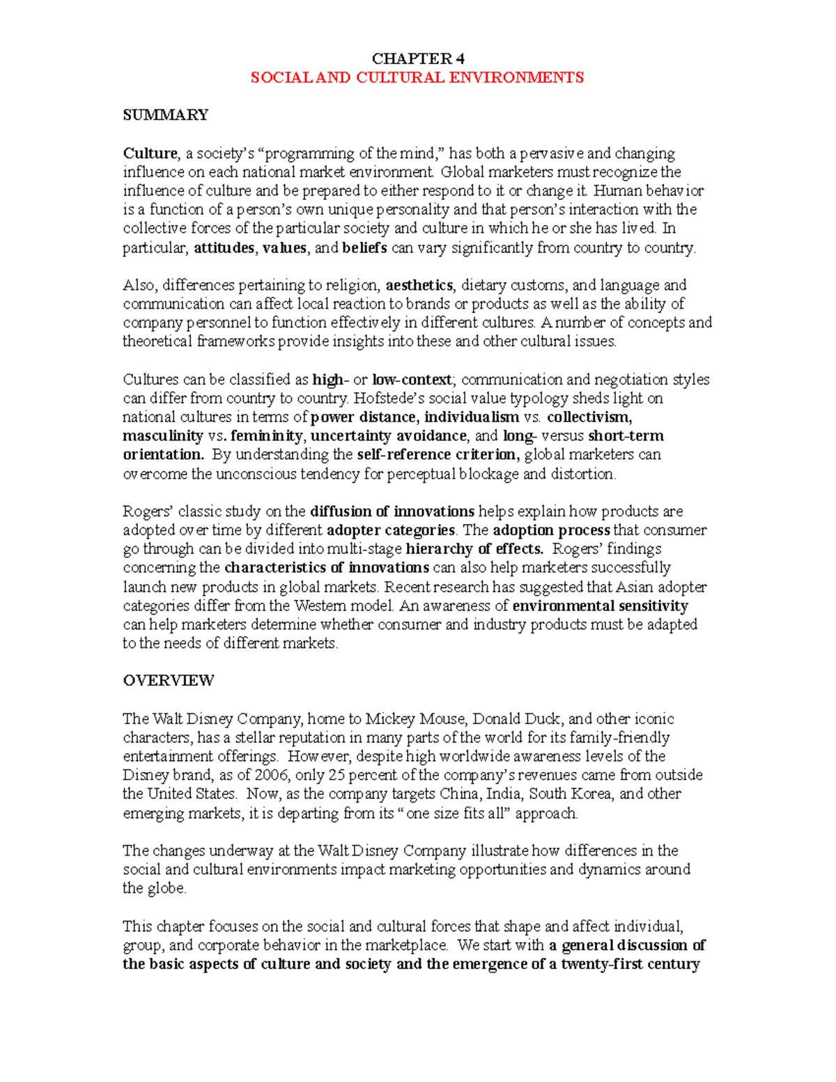 Chapter 04: Social & Cultural Environments in Global Marketing - Studocu