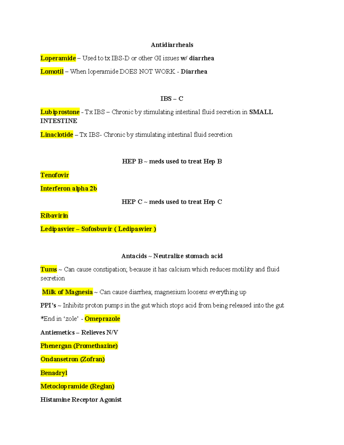 Final Exam Study Guide: MED SURG 101 - GI Disorders and Treatments ...