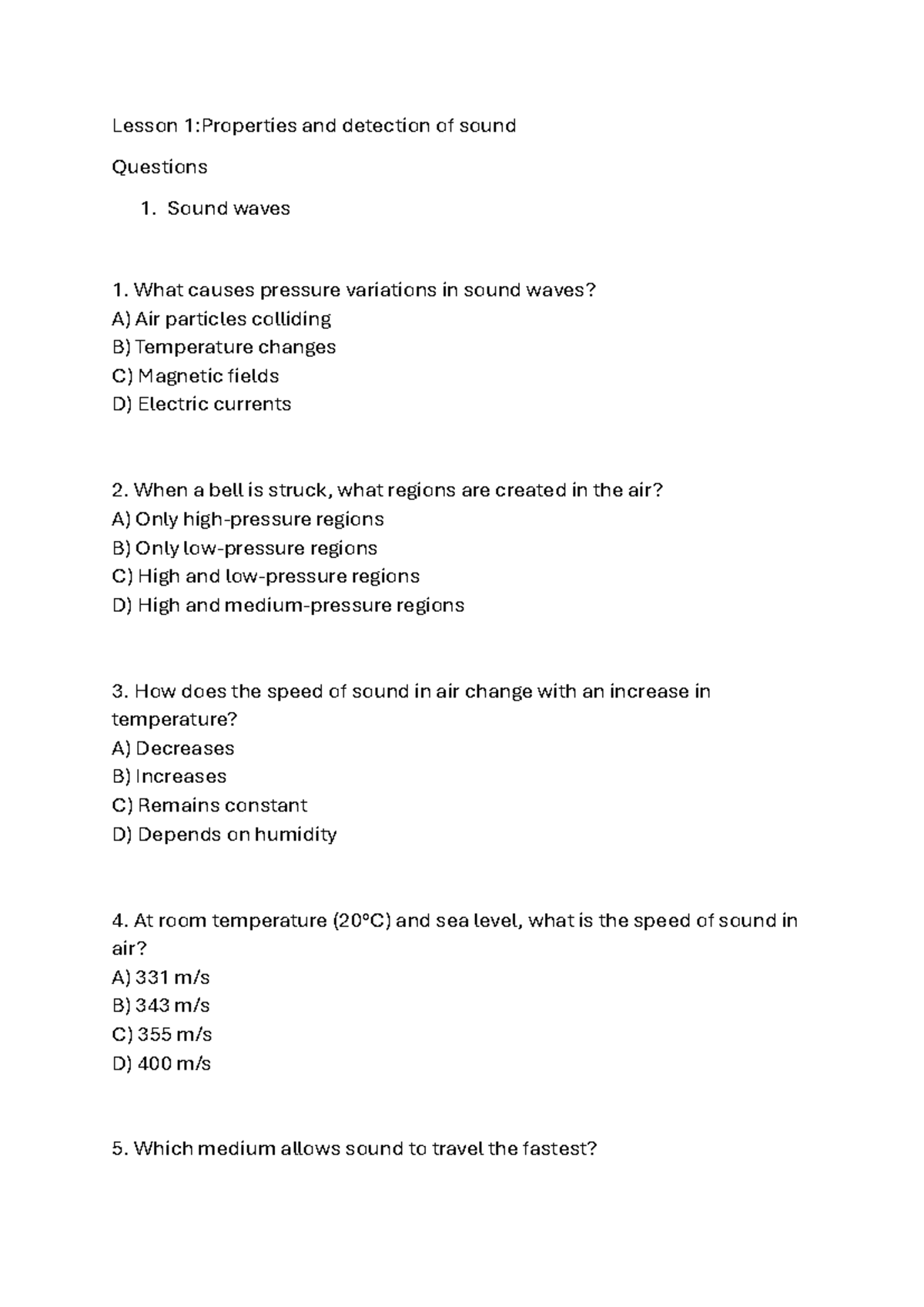 Lesson 1 - english - Lesson 1:Properties and detection of sound ...