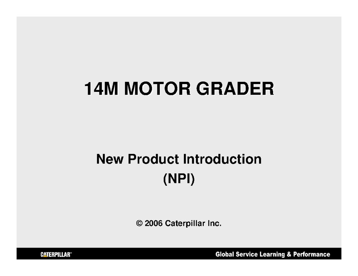 Cat 14M Motor Grader NPI 2006: Monitoring System Overview - Studocu