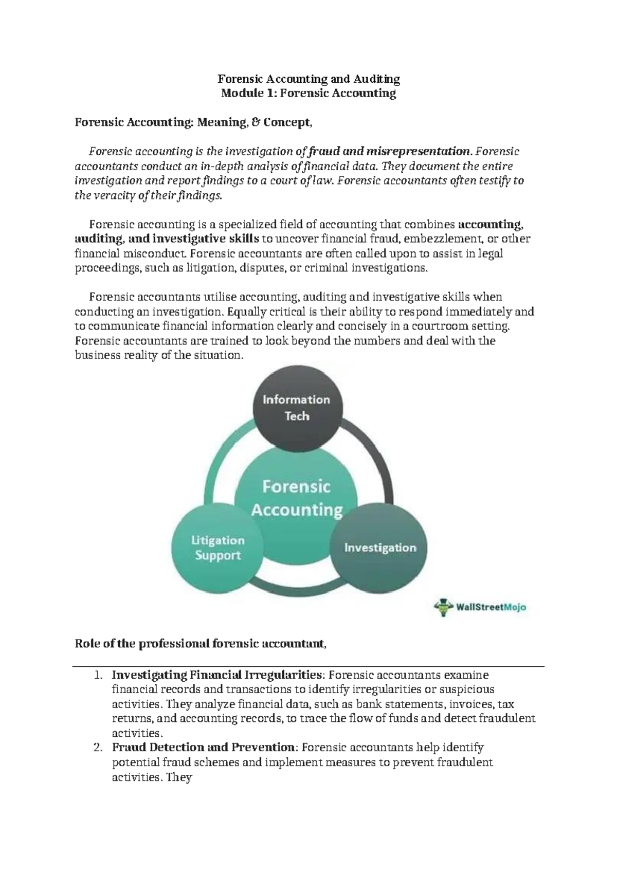 Forensic Accounting & Auditing M1 Final Exam Study Notes - Studocu