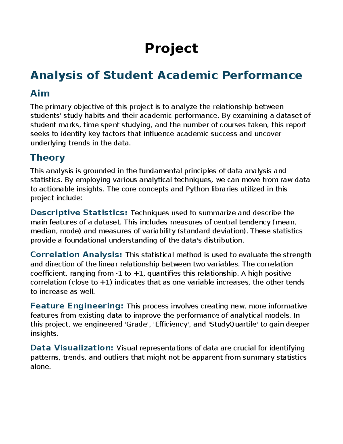 Analysis of Student Academic Performance: Project Report - Studocu