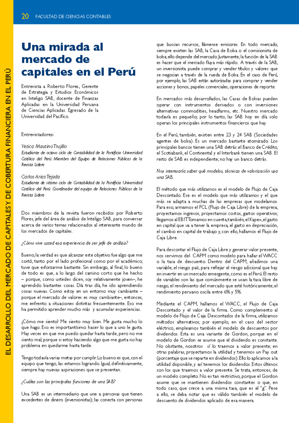 EL DESARROLLO DEL MERCADO DE CAPITALES EN EL PERÚ: ENTREVISTA A ROBERTO ...