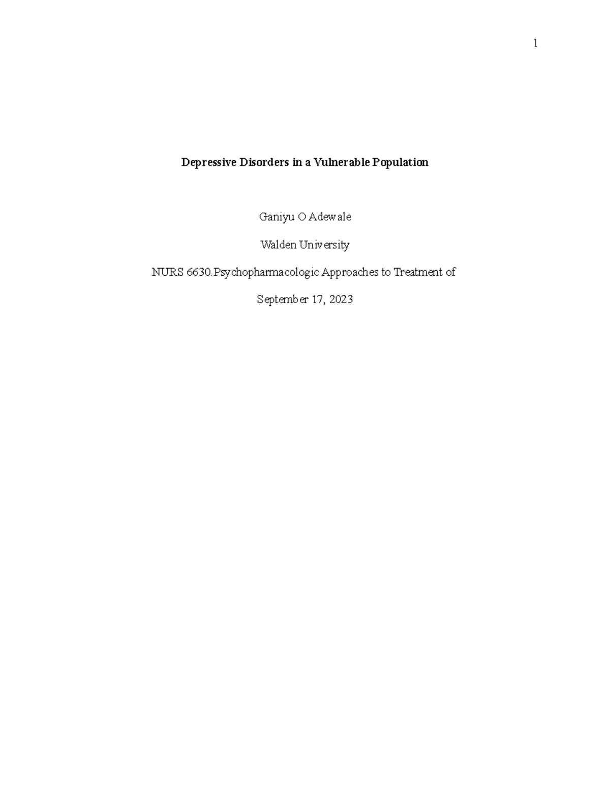 NURS 6635 Week 1 Clinical Skills Self-Assessment and Goals