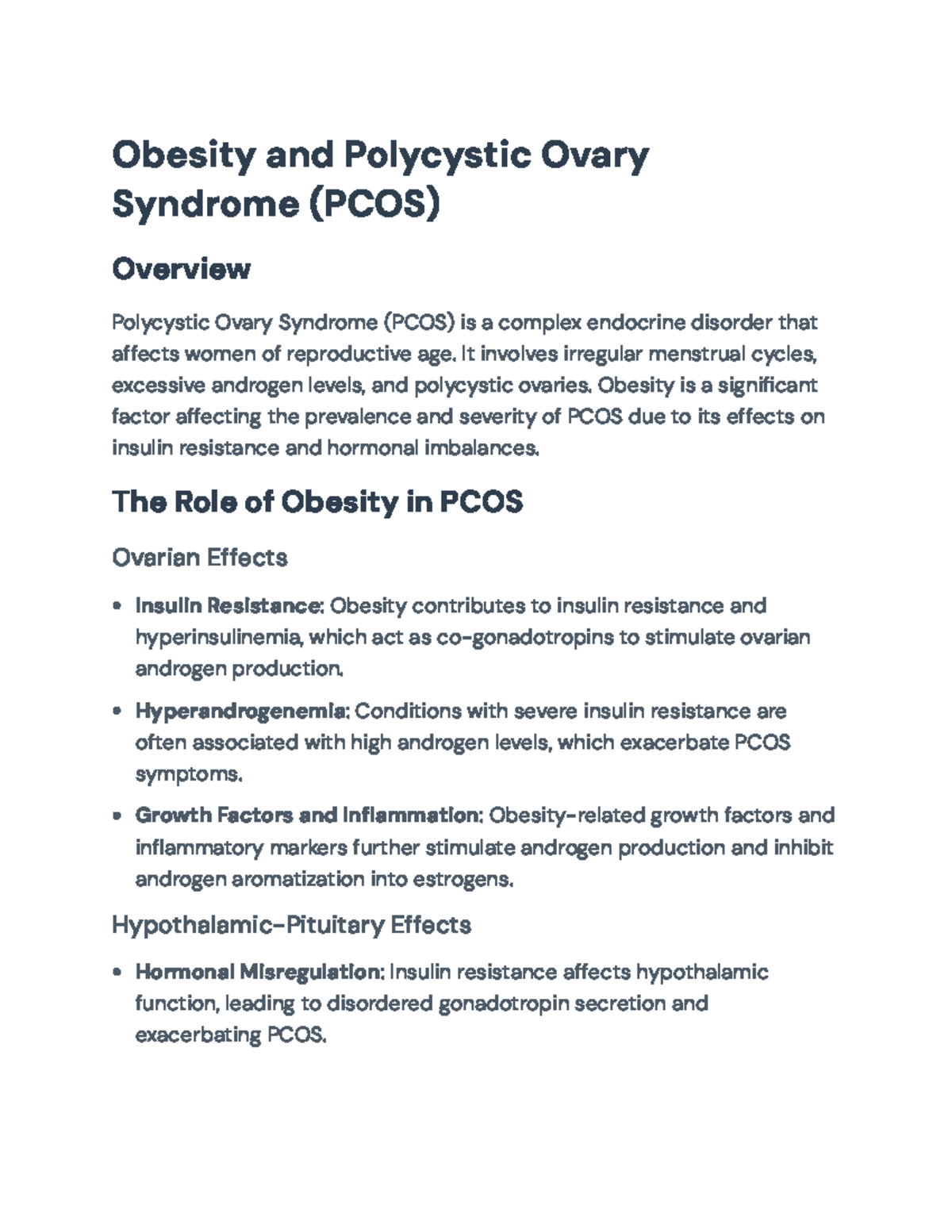 Obesity Impact on Polycystic Ovary Syndrome (PCOS) Overview and ...