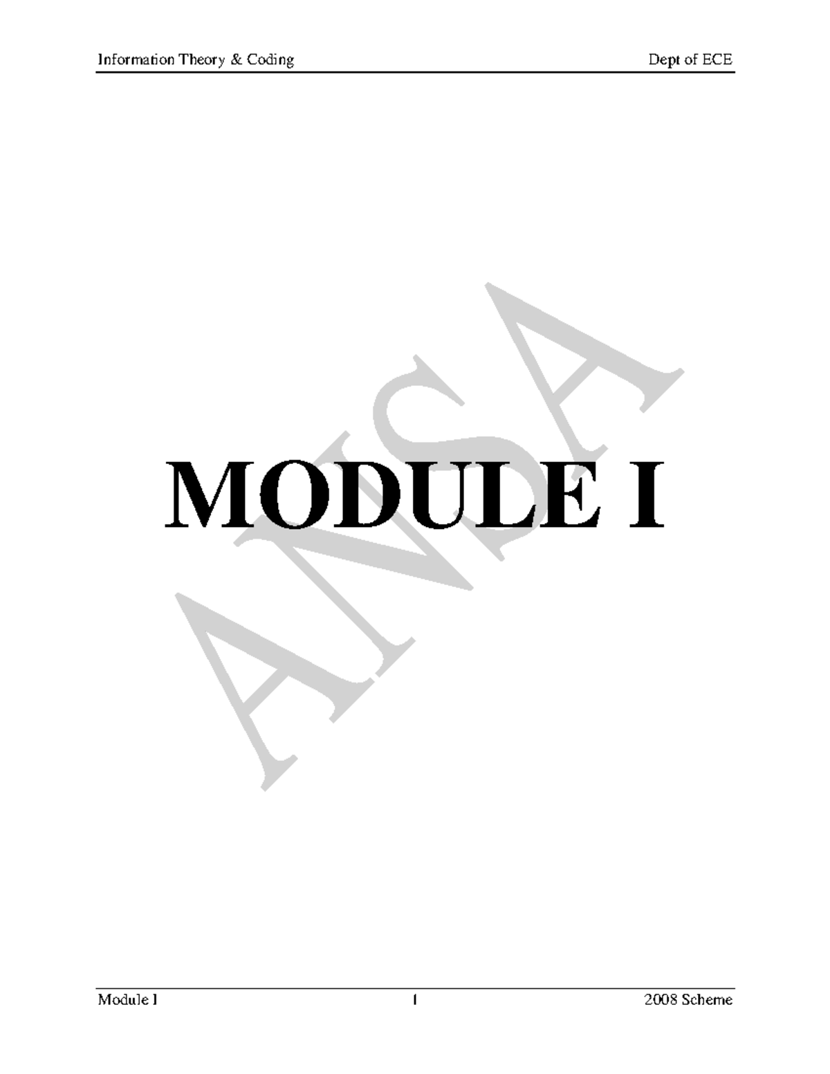 Information Theory and Coding Notes - ECE Module I - Studocu