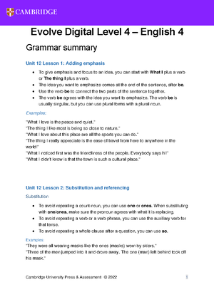 Evolve Digital Level 2 Functional language summaries - Functional ...