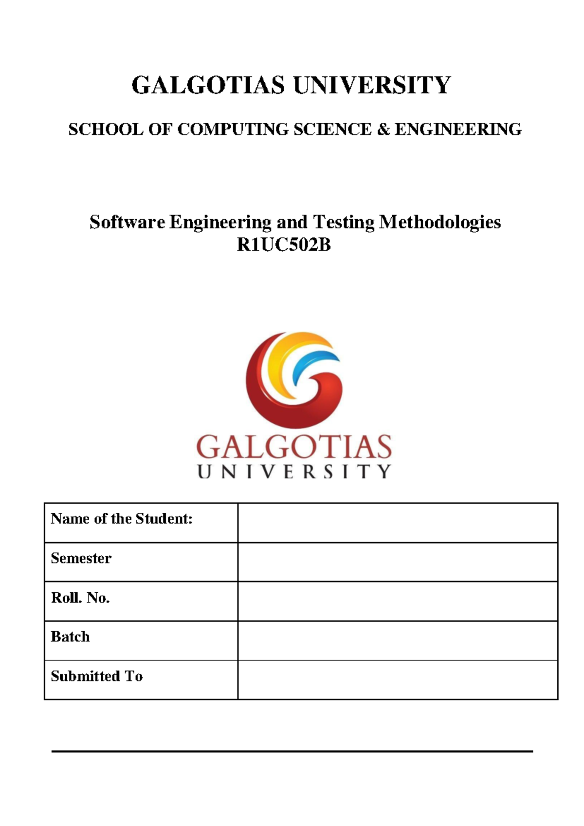 Software Engineering Lab Manual for R1UC502B: Updated Experiments ...