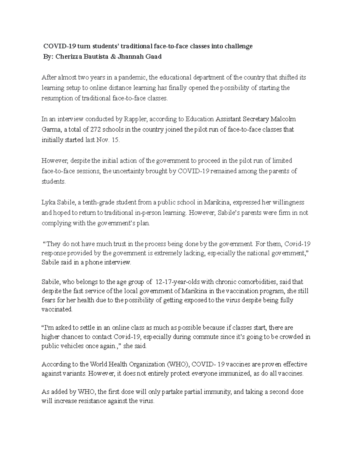 Headline Covid-19 turn students’ traditional face-to-face classes into ...