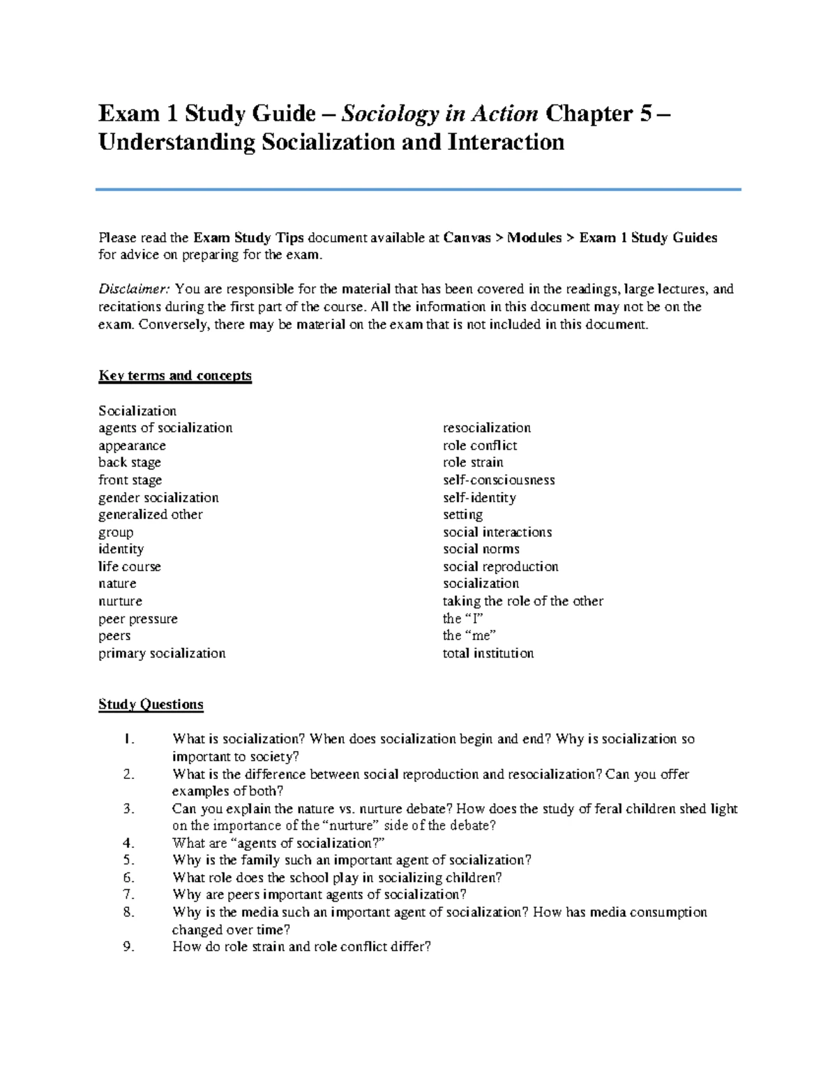 SOCY 1001 Exam 1 Study Guide: Chapter 1 - Sociology in Action - Studocu
