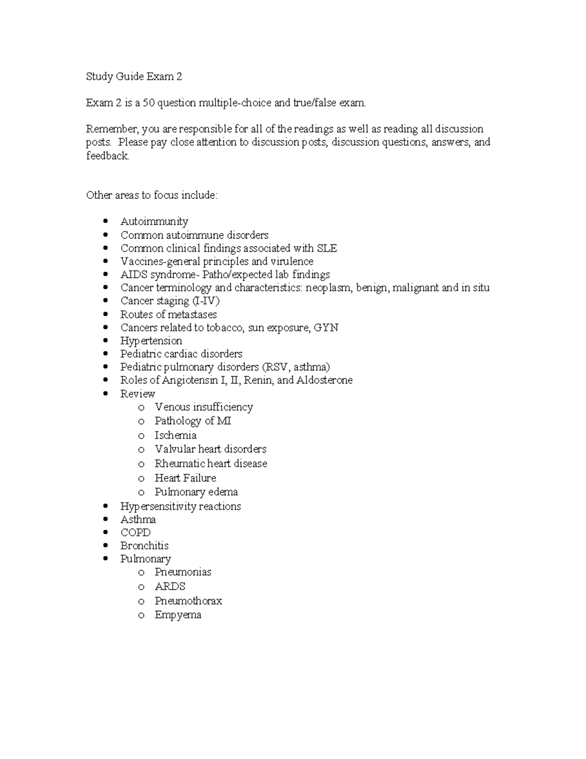 NSG 530 Study Guide for Exam 2: Key Topics and Focus Areas - Studocu
