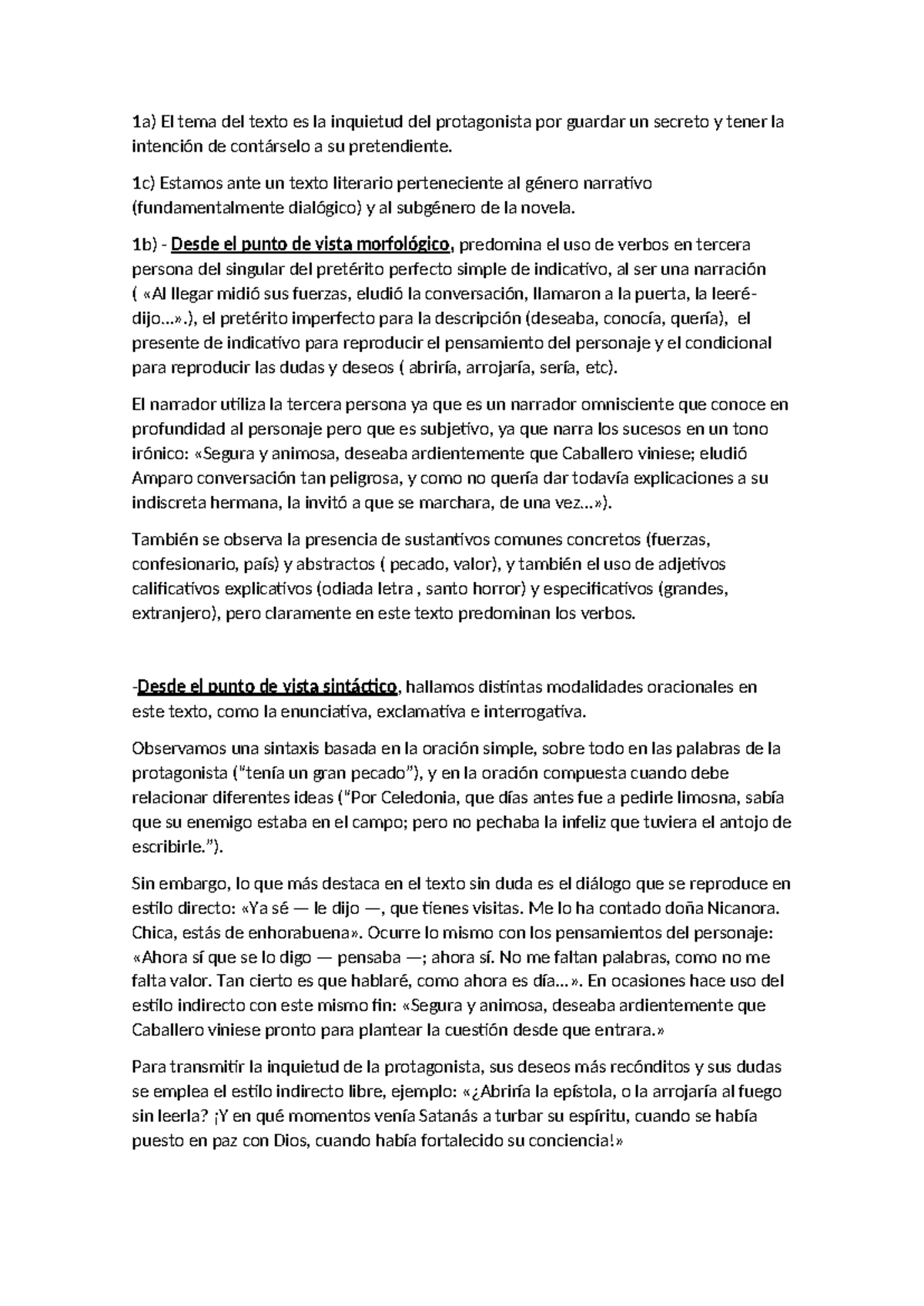 Análisis Literario: Inquietud del Protagonista en la Novela (1a) - Studocu