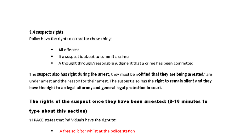 Unit 3 AC 1.4: Understanding Suspects' Rights During Arrest and ...