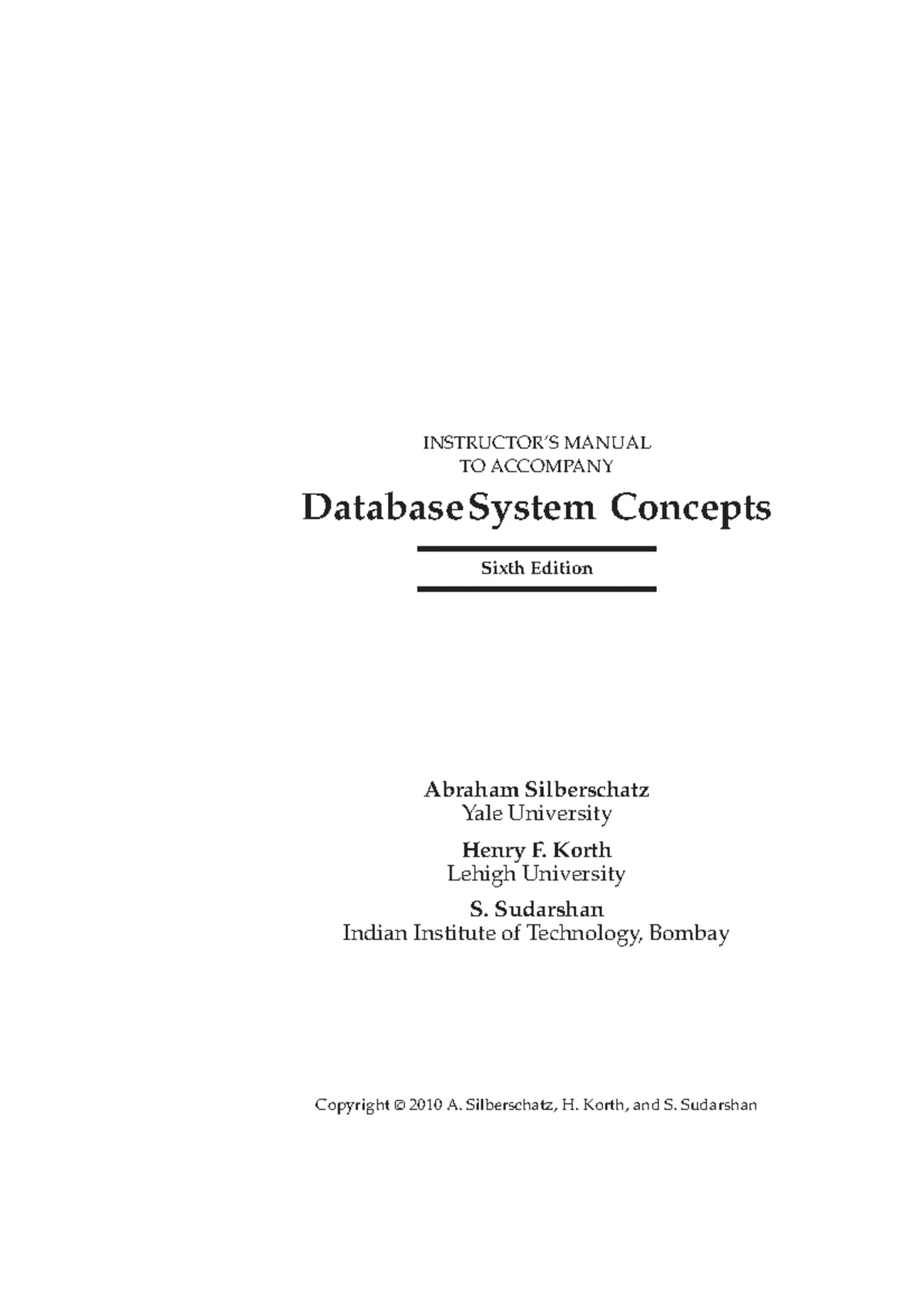 Database System Concepts: Korth: 9780071244763: Amazon.com