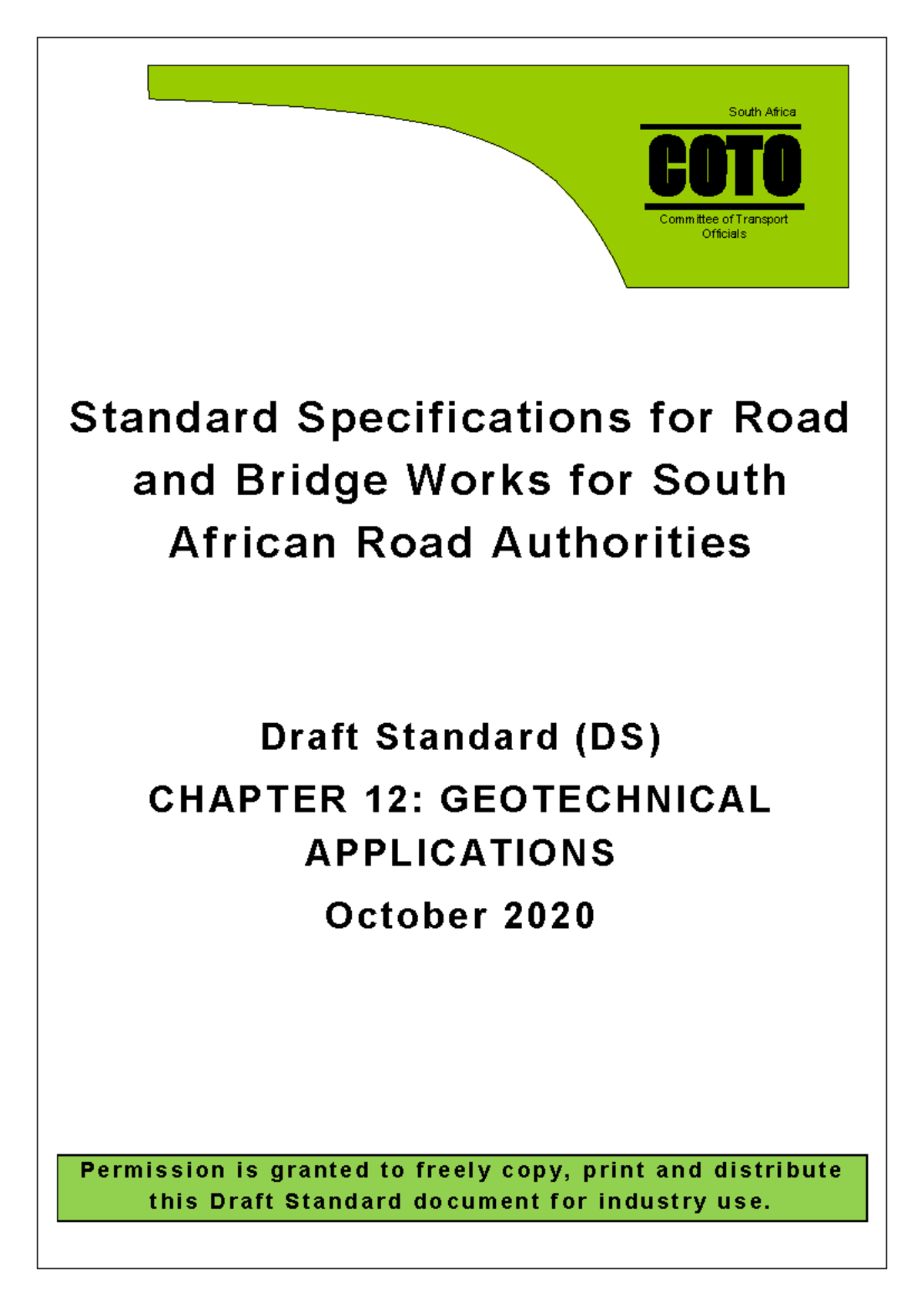 Draft Standard (DS) Chapter 12: Geotechnical Applications - OCT 2020 ...