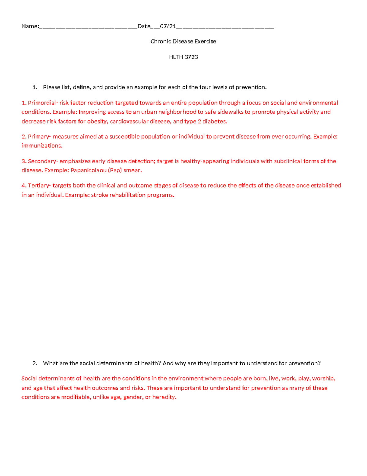 Chronic Disease Exercise - Name:Date___07/21 Chronic Disease Exercise ...