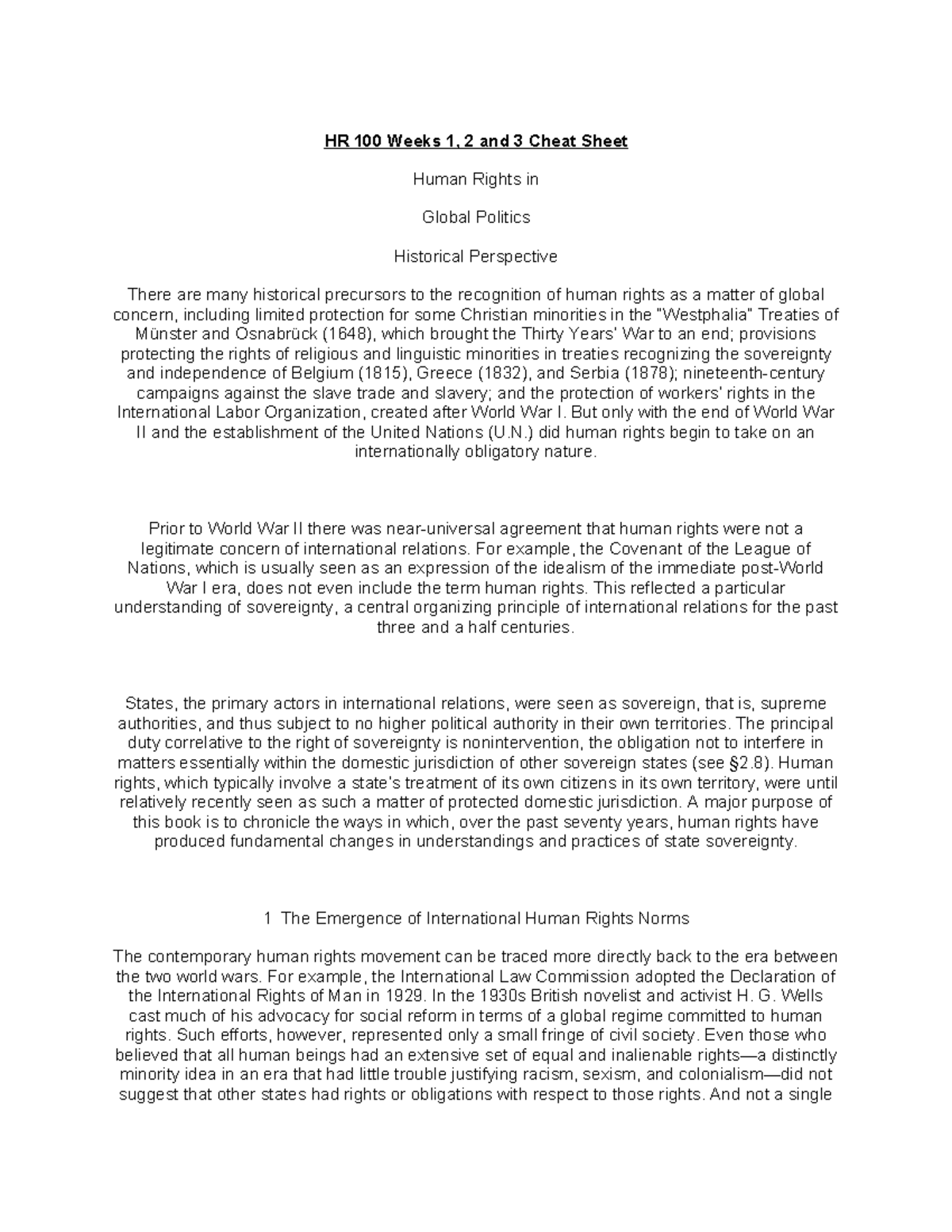 HR 100 Final Exam Study Guide: Human Rights Historical Perspectives ...