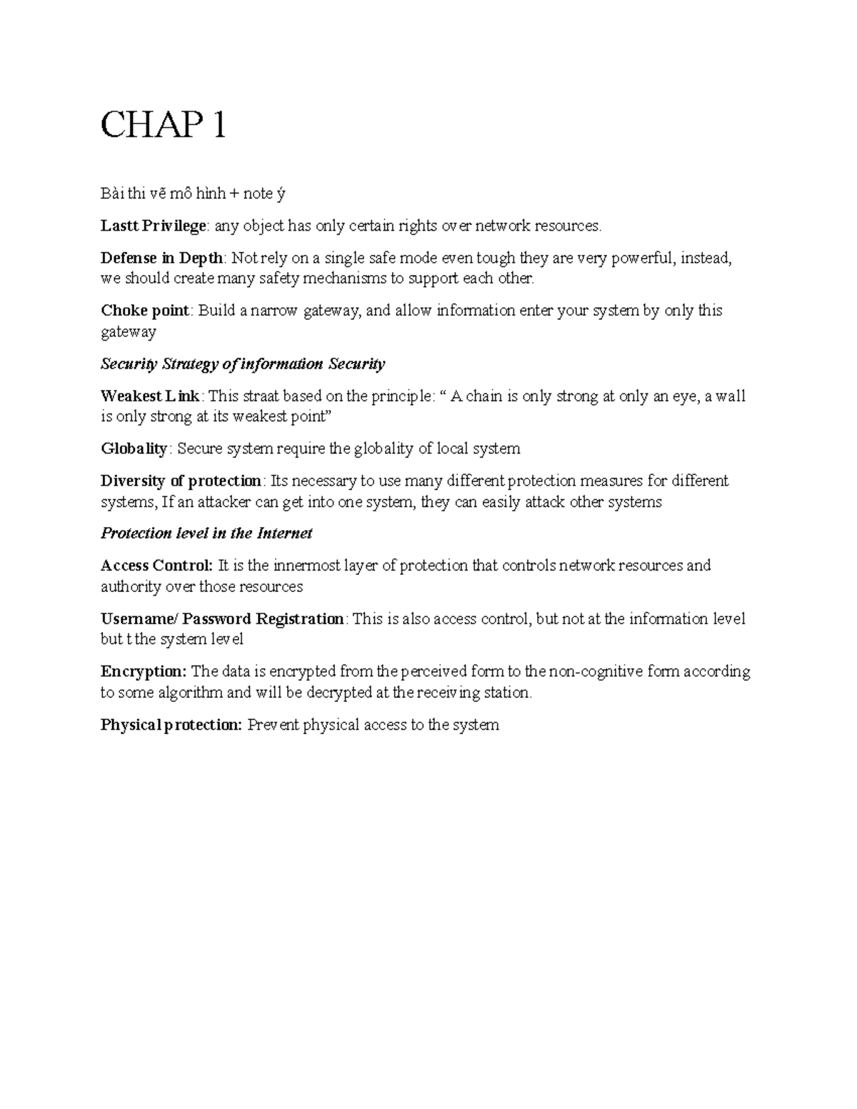 CHAP 1: Security Principles and Strategies in Network Protection - Studocu