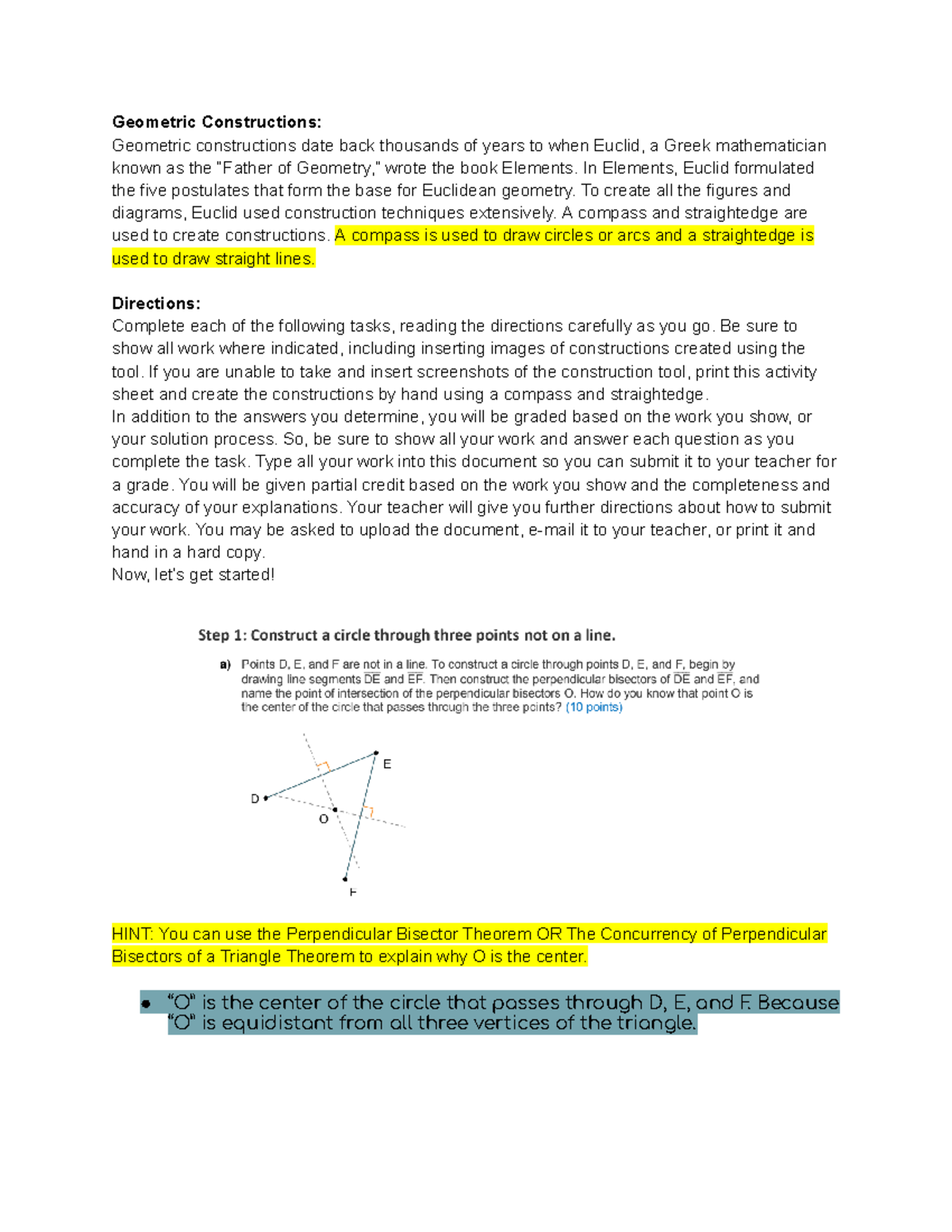 Copy of Circle Constructions Template - Geometric Constructions ...