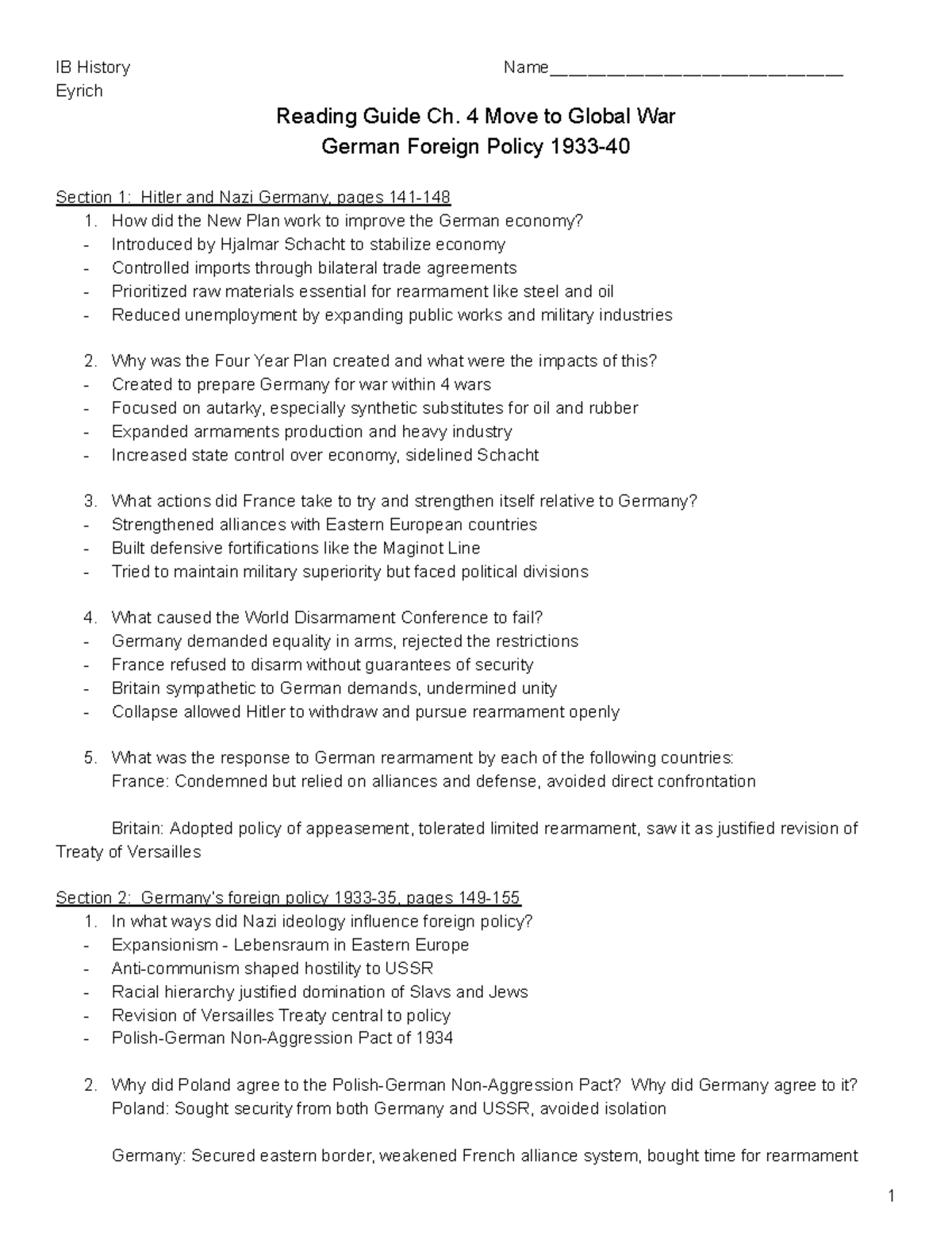 IB History Reading Guide: Ch. 4 Move to Global War - Studocu