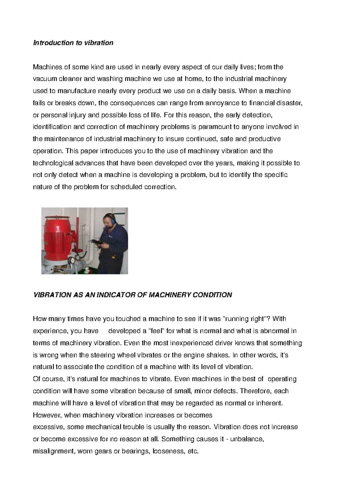 VIBR 0001: Introduction to Machinery Vibration Analysis and Maintenance ...