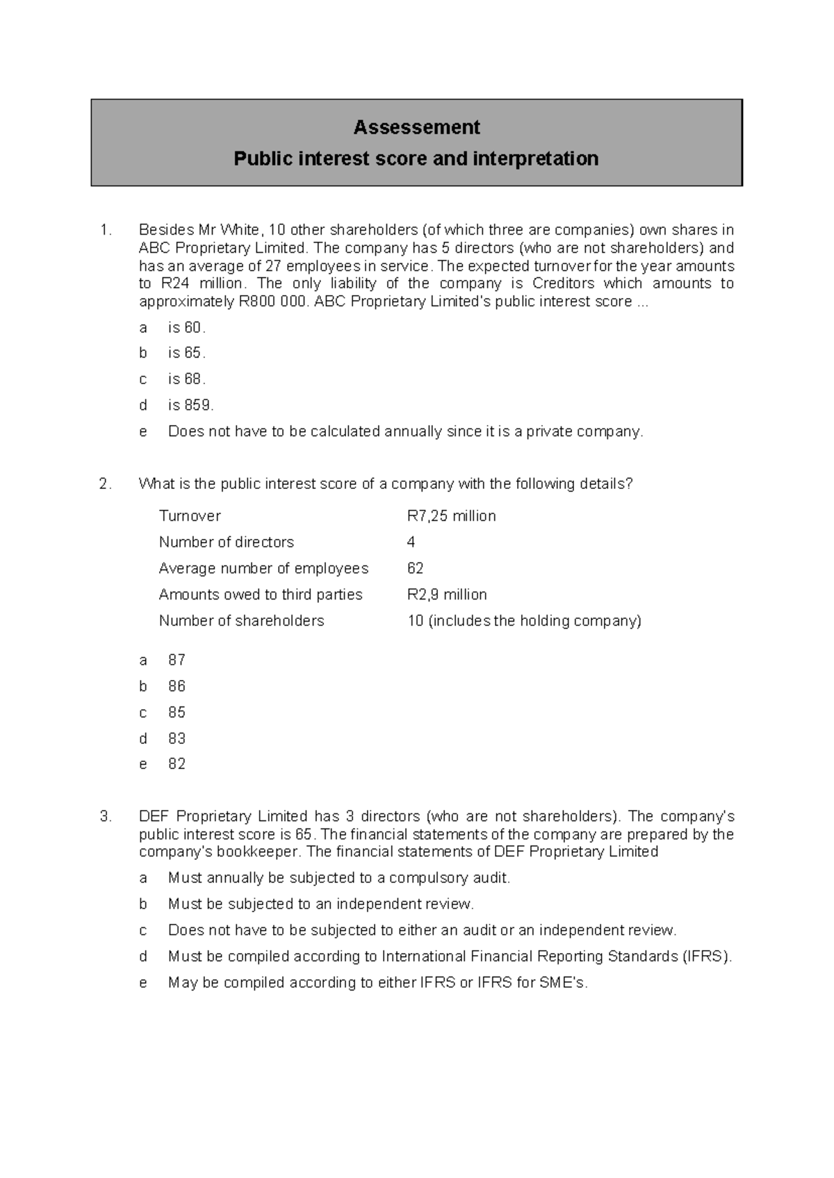 Assessment - Public Interest Score Analysis and Interpretation - Studocu