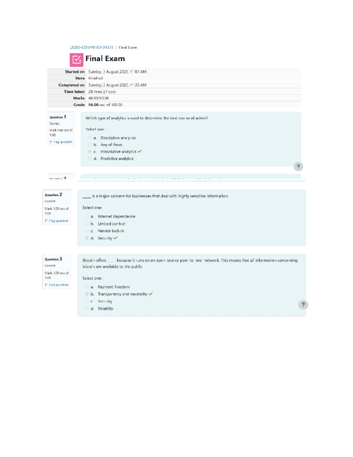 Final Exam Review for Course Code: Doc1 - Key Concepts and Questions ...