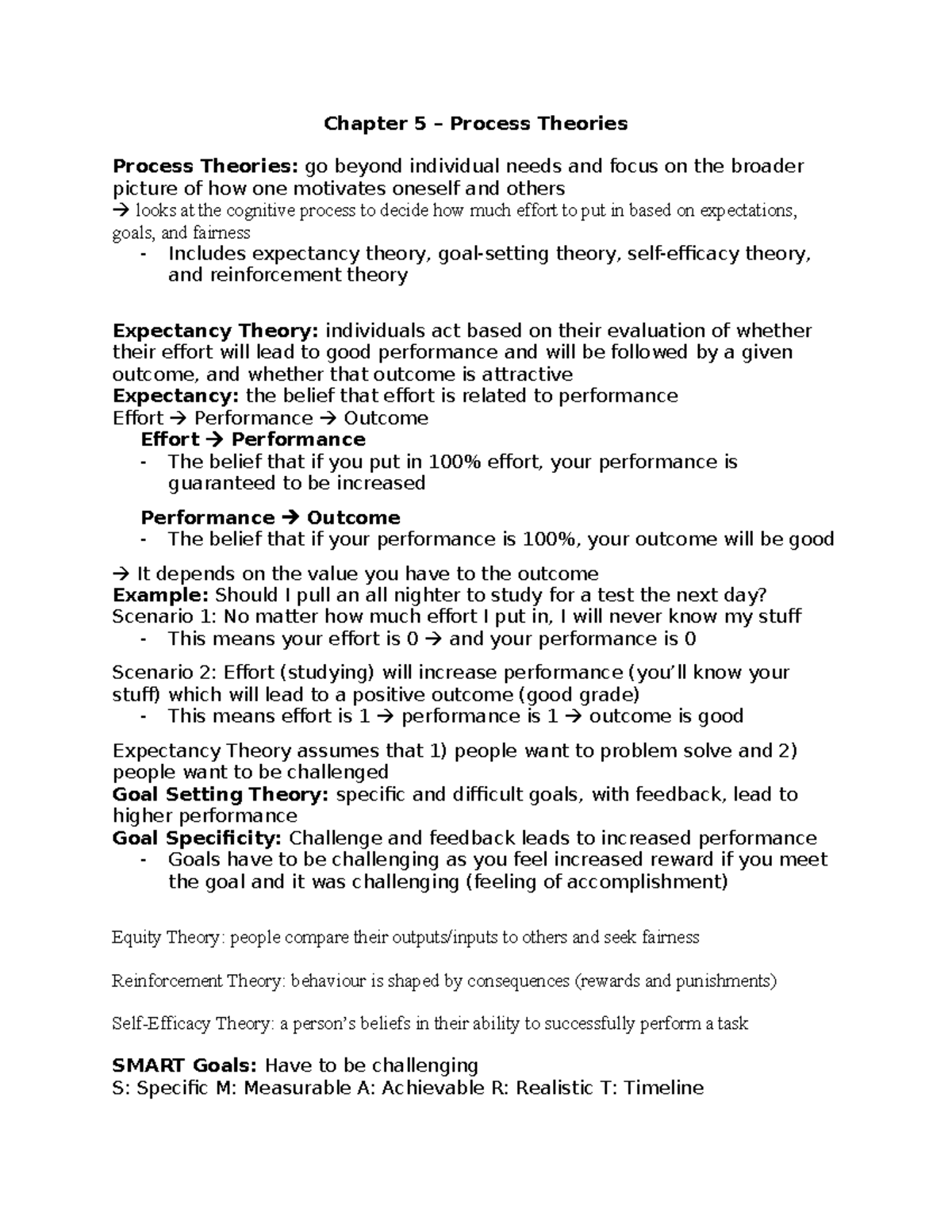 TEST 2 - Chapter 5 & 7 Process Theories and Communication Notes - Studocu