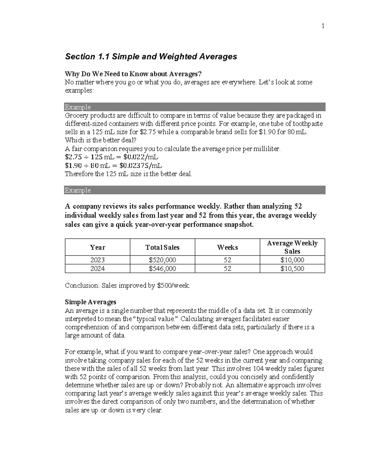 Fundamentals of Business Math: Averages & Weighted Averages (1.1) - Studocu