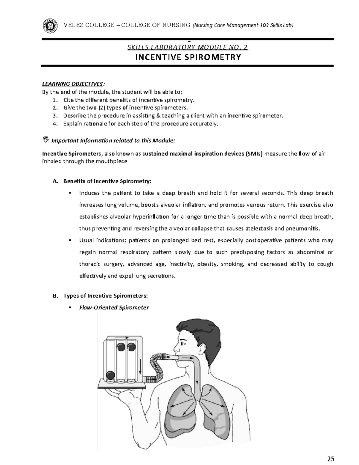 Incentive Spirometry: Skills Lab Module No. 2 Guide and Procedures ...