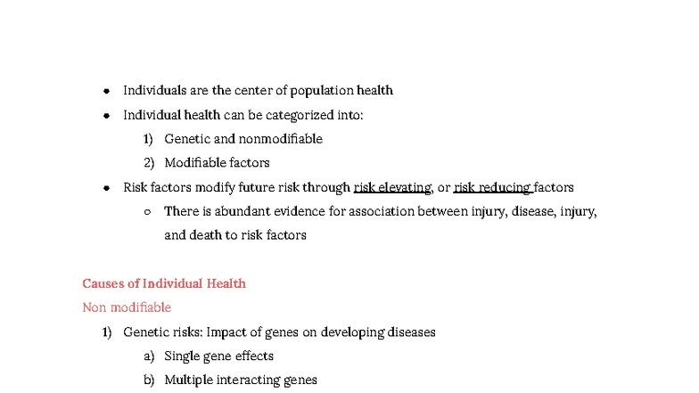 Population Health Ch 6: Individual Behavior & Risk Factors Analysis ...