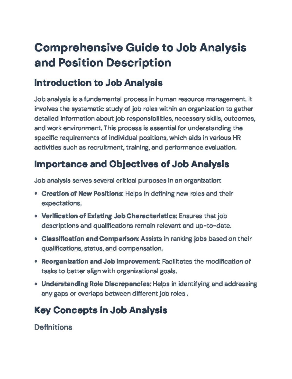 Comprehensive Job Analysis and Position Description Guide ...
