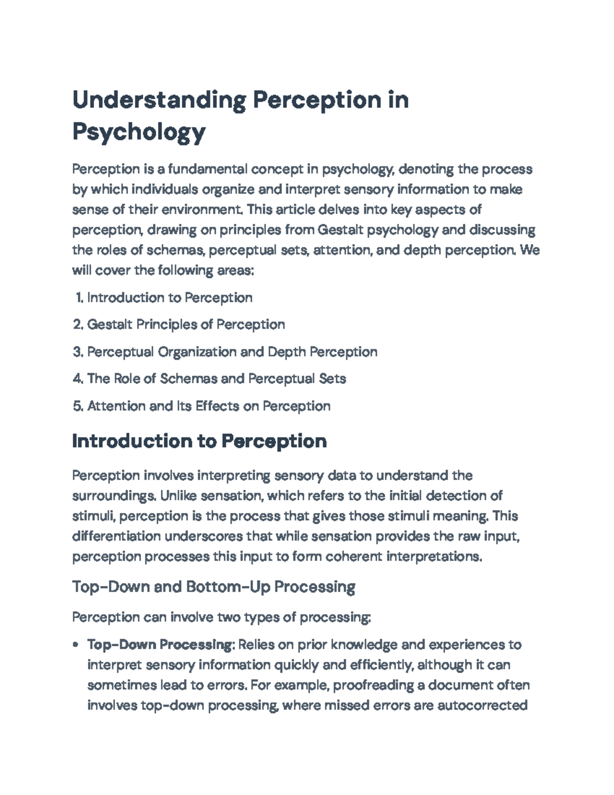 Understanding Perception in Psychology: Key Principles & Mechanisms ...